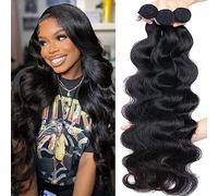 Vallbest Body Wave Bundles Human Hair 26 28 30 Inch 10A Grade Weave Bundles Human Hair 100% Unprocessed Brazilian Virgin Remy Hair Natural Black Long Wavy Hair Extensions