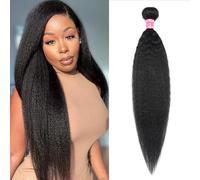 Vallbest Brazilian Kinky Straight Human Hair Bundle Unprocessed Virgin Hair Yaki Straight Human Hair Bundle Sew in Hair Extensions for Black Women 26 Inch One Bundle