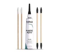 Vallejo 20ml Plastic Putty for Model Building Bundled with Precision Cotton Buds, Sanding Sticks & Wooden Sticks for Fine Filler Modelling Tools