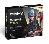 Vallejo Model Color Set, 16 Acrylic Paints for Miniatures, Matte Finish, 18 ml Bottles with Dropper, Includes Color Chart for Modeling and Dioramas