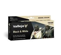 Vallejo 70151 18ml x 8 Model Colour Acrylic Paint Set - Black and White