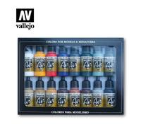 Vallejo 71178 Model Air Basic Colour Paint Set - 16 x 18ml Paint Bottles