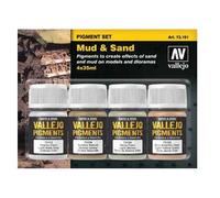Vallejo Pigment FX Set, 4 Synthetic Colors for Mud and Sand Effects, 35 ml Each, Tutorial Included for Dioramas and Models