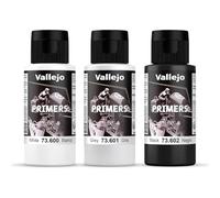 Vallejo Acrylic Polyurethane Surface Primer | White, Grey & Black 60ml 2 fl oz Bottles | Fast-Drying, High Adhesion Primer for Miniatures & Scale Models