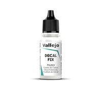 Vallejo Clear Decal Fixative, 18 ml Bottle, Ideal for Model Painting and Craft Projects, Quick-Drying Formula, Non-Toxic, Water-Based Solution