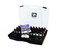 Vallejo - Game Air Set with 51 Paints, 8 Primers, 3 Varnishes, 1 Airbrush Thinner, 1 Medium, Colour Chart for Miniature Painting and Model Kits