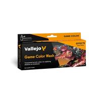 Vallejo Game Color Acrylic Wash Set, 8 Bottles of 18ml with Dropper for Layering and Shadow Effects, Ideal for Miniature Painting and Model Detailing