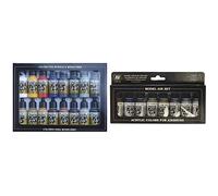 Vallejo Model Air Basic Colors Acrylic Paint Set for Air Brush - Assorted Colours (Pack of 16) &Model Air Metallic Colors Acrylic Paint Set for Air Brush - Assorted Colours (Pack of 8)