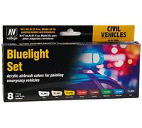 Vallejo Model Air Bluelight Acrylic Paint Set for Air Brush - Assorted Colours (Pack of 8), 17 ml