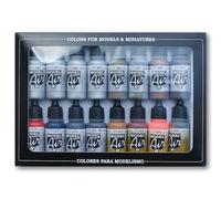 Vallejo Model Air Metallic Effects Acrylic Paint Set for Air Brush - Assorted Colours (Pack of 16),17 ml