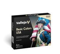Vallejo 70140 - Vallejo Model Colour Basic Colors USA Acrylic Paint Set - 16 x Assorted 17millimeter Colour, Black