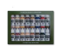 Vallejo Model Color Face Skin Colours Acrylic Paint Set - Assorted Colours (Pack of 16), 17 ml, Brown