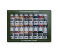 Vallejo Model Color Face Skin Colours Acrylic Paint Set - Assorted Colours (Pack of 16), 17 ml, Brown