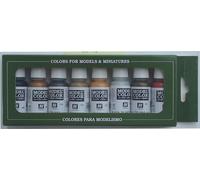 Vallejo Model Color Metallic Acrylic Paint Set, 8 Bottles (18 ml) with Dropper and Color Chart for Miniatures and Models