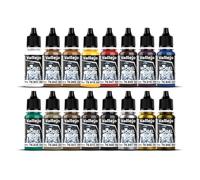 Vallejo Model Color Set, 16 Acrylic Paints for Miniatures, Matte Finish, 18 ml Bottles with Dropper, Includes Color Chart for Modeling and Dioramas