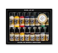 Vallejo Model Color Set, 16 Basic Acrylic Paints for Airbrush, Matte Finish, 18 ml Bottles with Dropper, Ideal for WWII Aircraft Models