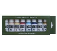 Vallejo Model Color Acrylic Paint Set, 8 Skin and Flesh Tones, 18 ml Dropper Bottles, Matte Finish for Miniature Figures and Models