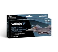 Vallejo Model Color Set, USAF Grey Schemes, 16 Matte Acrylic Paints, 18 ml Bottles, Ideal for Airbrush and Model Painting