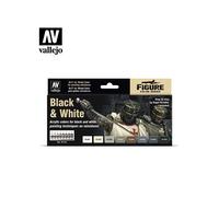 Vallejo VA70151 18ml x 8 - Model Colour Acrylic Paint Set - Black and White