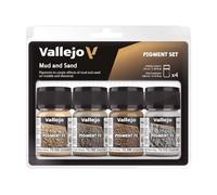 Vallejo Pigment FX Set, 4 Synthetic Colors for Mud and Sand Effects, 35 ml Each, Tutorial Included for Dioramas and Models