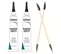 Vallejo Plastic Putty 20ml 2 Pack | Fast-Drying Acrylic Model Filler with 2 Besecou Precision Sanding Applicators | Gap & Seam Filler for Miniatures, Scale Models, Plastic Kits, Dioramas & Crafts