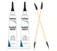 Vallejo Plastic Putty 20ml 2 Pack | Fast-Drying Acrylic Model Filler with 2 Besecou Precision Sanding Applicators | Gap & Seam Filler for Miniatures, Scale Models, Plastic Kits, Dioramas & Crafts