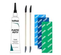 Vallejo Plastic Putty 20ml Model Gap Filler & Seam Repair Kit with 2 Precision Sanding Applicators & 3 Fine-Grit Sanding Sponges | Fast Drying Putty for Warhammer, Gundam, Miniatures & Scale Models