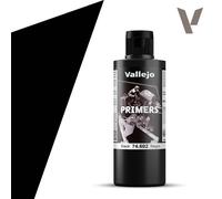 Vallejo Polyurethane Surface Primer Black 200ml / 6.76 fl oz Bottle - 74.602