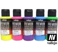 Vallejo Premium Airbrush Acrylic Fluorescent Set 62102 60ml. 5 pcs.