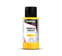 Vallejo Premium Color Acrylic Paint, High Resistance for Airbrush Use, Ideal for Manipulation and Impact, 60 ml, Basic Yellow