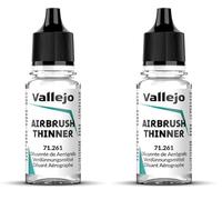 Vallejo Thinner for Airbrush, 18 ml, Solvent for Acrylic Paints, Ideal for Diluting and Cleaning, Non-Toxic Formula (Pack of 2)