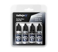 Vallejo True Metallic Metal Set 77251 Sterling Silver (4x18ml)