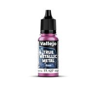 Vallejo True Metallic Paint 127-18ML Crimson Magenta, High Coverage, Brush Application, Self-Leveling Formula, Ideal for Miniatures and Models