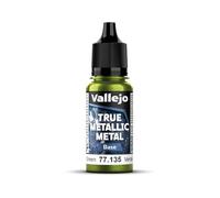 Vallejo True Metallic Paint 135 Amber Green, High Coverage, Brush Application, 18 ml Dropper Bottle, Ideal for Miniatures and Models