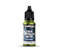 Vallejo True Metallic Paint 18ml Amber Green for Airbrush, Homogeneous Finish, High Color Intensity, No Thinning Required, Ideal for Modeling and Crafts