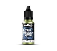 Vallejo True Metallic Paint 18ml Green Gold, Shimmering Finish, Blendable for Gradients, Brush Application, Ideal for Modeling and Crafts