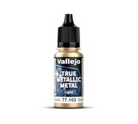 Vallejo True Metallic Paint 18ml Imperial Gold, Shimmering Finish, Blendable for Gradients, Brush Application, Ideal for Modeling and Crafts