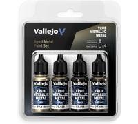 Vallejo True Metallic Paint Set, 4 Colors for Metal Painting, Includes Base, Li