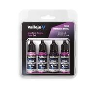 Vallejo True Metallic Paint Set, Sapphire Blue for Metal Painting, Includes Base, Light, Shade, Airbrush, BSL System for Consistent Results, 4 Colors