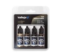 Vallejo True Metallic Paint Set, 4 Colors for Metal Painting, Includes Base, Light, Shade, Airbrush, Consistent and Adaptable Results, BSL Series
