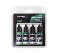 Vallejo True Metallic Paint Set, 4 Colors for Metal Painting, Includes Base, Light, Shade, Airbrush, Consistent and Adaptable Results, BSL Series