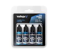 Vallejo True Metallic Paint Set, 4 Colors for Metal Painting, Includes Base, Light, Shade, Airbrush, BSL System for Consistent and Adaptable Results