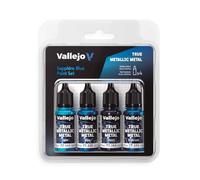Vallejo True Metallic Paint Set, 4 Colors for Metal Painting, Includes Base, Light, Shade, Airbrush, BSL System for Consistent and Adaptable Results