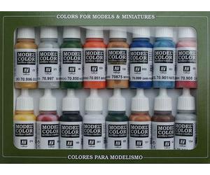 Vallejo VA70101 17ml x16 - Model Color Acrylic Paint Set - Folkstone Basics