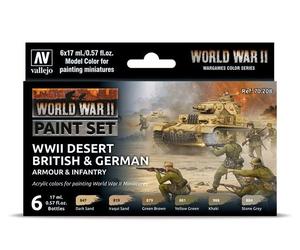 Vallejo VA70208 17ml x6 - Model Color Acrylic Paint Set - Desert British and Ger