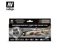 Vallejo VAL71607 AV Model Air Set-Soviet MiG-21 Fishbed 50-90's Paints for use with an Airbrush, Various, 17ml