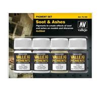 Acrylicos Vallejo"Soot & Ashes" Pigments Set, 35 ml (Pack of 4)