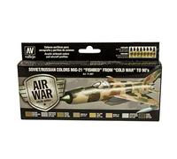 Vallejo VAL71607 AV Model Air Set-Soviet MiG-21 Fishbed 50-90's Paints for use with an Airbrush, Various, 17ml
