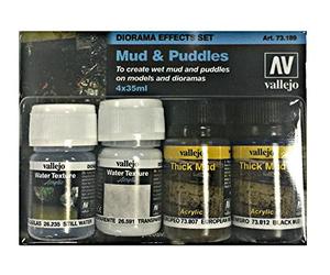 Vallejo VAL73189 Modelling Paint, Mud & Puddles Pigment Set 4 X 35ml, 35 ml (Pack of 4)