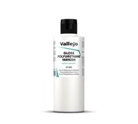 Vallejo Gloss Polyurethane Varnish, Durable Protection for Models and Miniatures, 200 ml, Ideal for Brush or Airbrush Application, High Resistance Finish